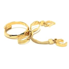 Dior-[Used] DIOR / Christian Dior Ring Ribbon Gold Metal Material-Golden