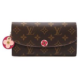 Louis Vuitton Monogram Flowers Emilie Long Wallet Brown