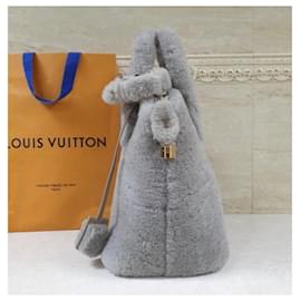 Louis Vuitton-Cartella in shearling grigio Pulsion Lockit-Grigio