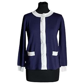 Cardigan Bicolore Prada Blu Lana Blu