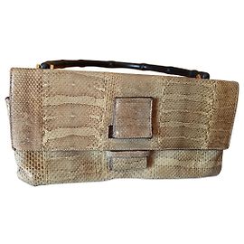 Gucci Vintage Python-Tasche aus Bambus Mehrfarben