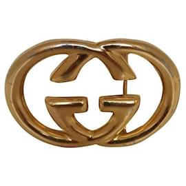 Gucci-Gucci vintage gold belt buckle-Golden