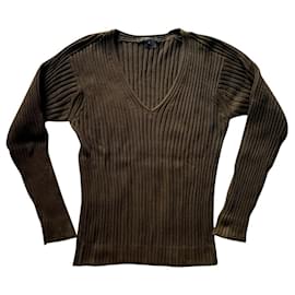 Gucci-Vintage-Pullover aus Baumwollripp-Khaki