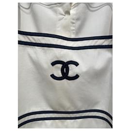 Chanel-Top-Bianco,Blu navy