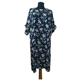 Robe fleurie bleue Ganni Maxwell Crepe Bleu
