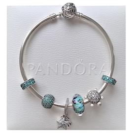 Pandora-Composition PANDORA - Bord de Mer/ Seaside-Bleu,Multicolore,Violet,Bleu clair,Turquoise,Bijouterie argentée