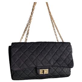 Chanel 2.55 Black Cloth Handbag Black