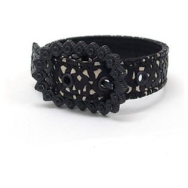 [Used]) Bottega Veneta Belt Design Bracelet Black x White S size Black