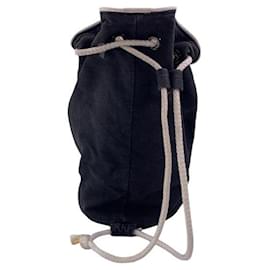 Chanel-[Used] CHANEL Novelty Drawstring shoulder bag Canvas Black x White Black-Black