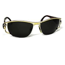 Fendi-[Used]) FENDI Sunglasses Black Lens Tortoiseshell Pattern Brown Gold Silver Plastic SL7024-Brown