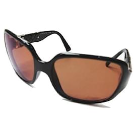 Fendi-[Used] FENDI FS445 Big Frame Sunglasses Eyewear Quilted Leather Black Brown Size 59-Brown