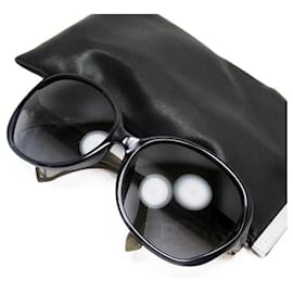 Fendi-[Used] Fendi Sunglasses 60 □ 17 125 Frame: Clear Navy Temple: Beige x Silver Lens: Black Plastic-Black