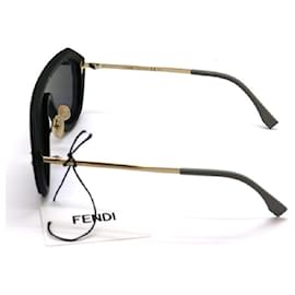 Fendi-[Used] FENDI FF M0039 / G / S Sunglasses Plastic Metal Material Black x Gold Temple Length: Approximately 14.5cm-Black