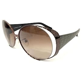 Fendi-[Used] FENDI Zucca pattern metal rim cell temple sunglasses FS495K brown gradation brown-Brown