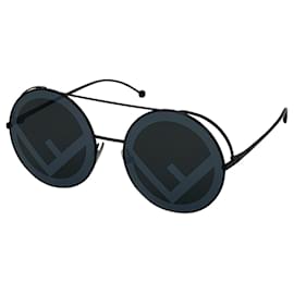 Fendi-[Used] FENDI Runaway Sunglasses Eyewear UV Logo Sunglasses Plastic Black FF0285 Ladies-Black