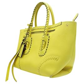 Alexander Mcqueen-Bright Yellow Grain Leather Handbag-Yellow