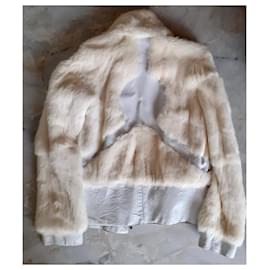 Roberto Cavalli-The first line of Roberto Cavalli demi jacket leather/rabbit-White
