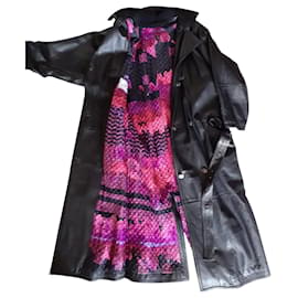 Gianni Versace-Vintage Gianni Versace (limited collection) genuine leather oversize coat-Black