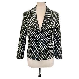 Diane Von Furstenberg Black Blazer with White Polka Dots Black White