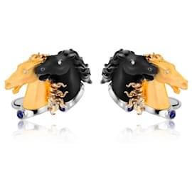 Autre Marque-Carrera y Carrera Horse sapphire gold cufflinks-Other