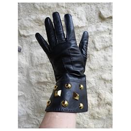 Hermès-Gloves-Black,Golden
