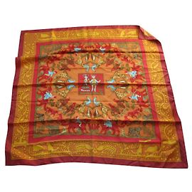 Hermès América temprana, sarga de seda. Multicolor
