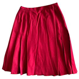 Yves Saint Laurent-Saint Laurent red pleated wrap skirt-Red