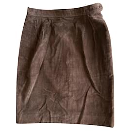 Yves Saint Laurent-Yves Saint Laurent velvet skirt-Brown