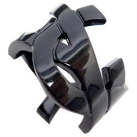 NINE SAINT LAURENT RING MONOGRAM YSL T 56 BLACK METAL + BLACK RING BOX Black