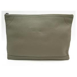 Balenciaga-NEW BALENCIAGA HAND POUCH BAG 459511 GRAINED TAUPE GRAINED POUCH LEATHER-Taupe