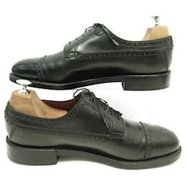 JM Weston-JM WESTON SHOES 579 TRIPLE DERBY SOLES 8.5C 42.5 BLACK LEATHER SHOES-Black
