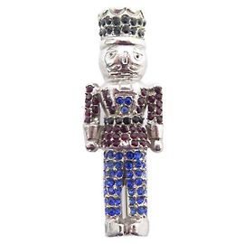Céline BROCHE VINTAGE CELINE AVELÃ RACHADO METAL PRATA STRASS BROCHE QUEBRA-NOZES Prata