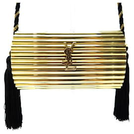 Yves Saint Laurent-SAC A MAIN YVES SAINT LAURENT OPIUM MINAUDIERE DOREE BANDOULIERE CLUTCH-Doré