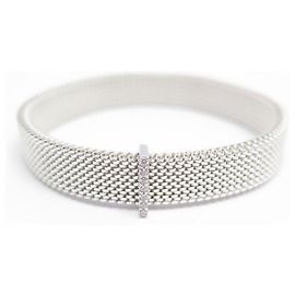 BRACCIALE MAUBOUSSIN MAI PIÙ 16 CM ARGENTO ACCIAIO E DIAMANTI + SCATOLA Argento