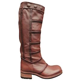Free Lance-Free Lance Biker Model Boots 4 New condition-Brown