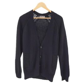 yohji yamamoto POUR HOMME Strickjacke (dick) / 3 / Wolle / BLK / uni / V-Ausschnitt Schwarz