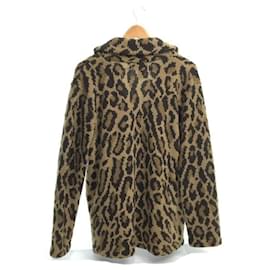 Ralph Lauren-RALPH LAUREN Cardigan / L / Wool / Beige / Leopard / 90s / Hand knit / 90S-Beige