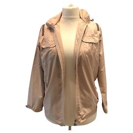 Chanel Nylon Hooded Jacket Beige Black Black Beige