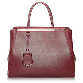Fendi-Fendi Red 2Jours Leather Handbag-Red