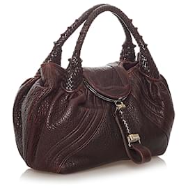 Fendi-Fendi Brown Spy Leather Handbag-Brown,Dark brown