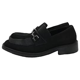 Gucci-GUCCI Bit loafers / square toe / loafers / 40.5 / BLK / Suede-Black