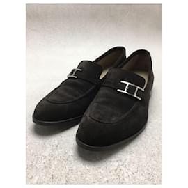 Hermès-HERMES Loafers / 40.5 / BRW / suede / with storage bag / box / 171343zh-Brown