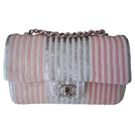 Chanel-Borsa Chanel Classique modello piccolo-Rosa,Bianco,Grigio