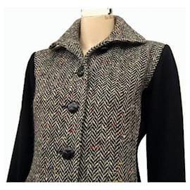 Yves Saint Laurent-[Usato] YVES SAINT LAURENT rive gauche Giacca in tweed con combinazione di materiali diversi francese taglia piccola No. 34 NO. 5 NO. 7 signore d'inverno-Nero