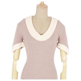 Fendi-[Occasion] FENDI Pull Une Pièce Tricot Bicolore Femme Manches Courtes Laine À Manches Courtes Fabriqué en Italie 38 (Équivalent S) Couleur Beige-Beige