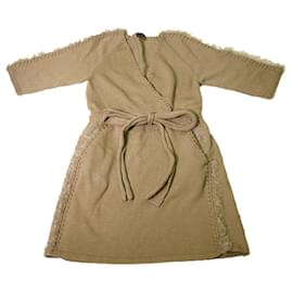 Fendi-[Occasion] FENDI Robe en maille FZ7573 Cachemire grège Taille 38-Beige