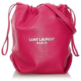 Borsa a secchiello in pelle Teddy rosa di Saint Laurent Rosa
