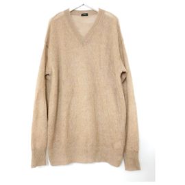 Pull oversize en mohair brossé à col en V Joseph Taupe
