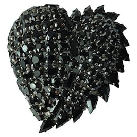 BROCHE YVES SAINT LAURENT QUORE EN MÉTAL ET CRISTAL Noir Autre Métallisé