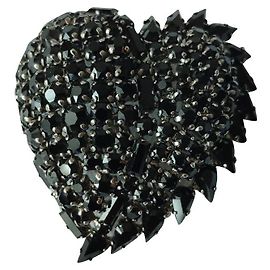 BROCH YVES SAINT LAURENT QUORE EM METAL E CRISTAL Preto Outro Metálico